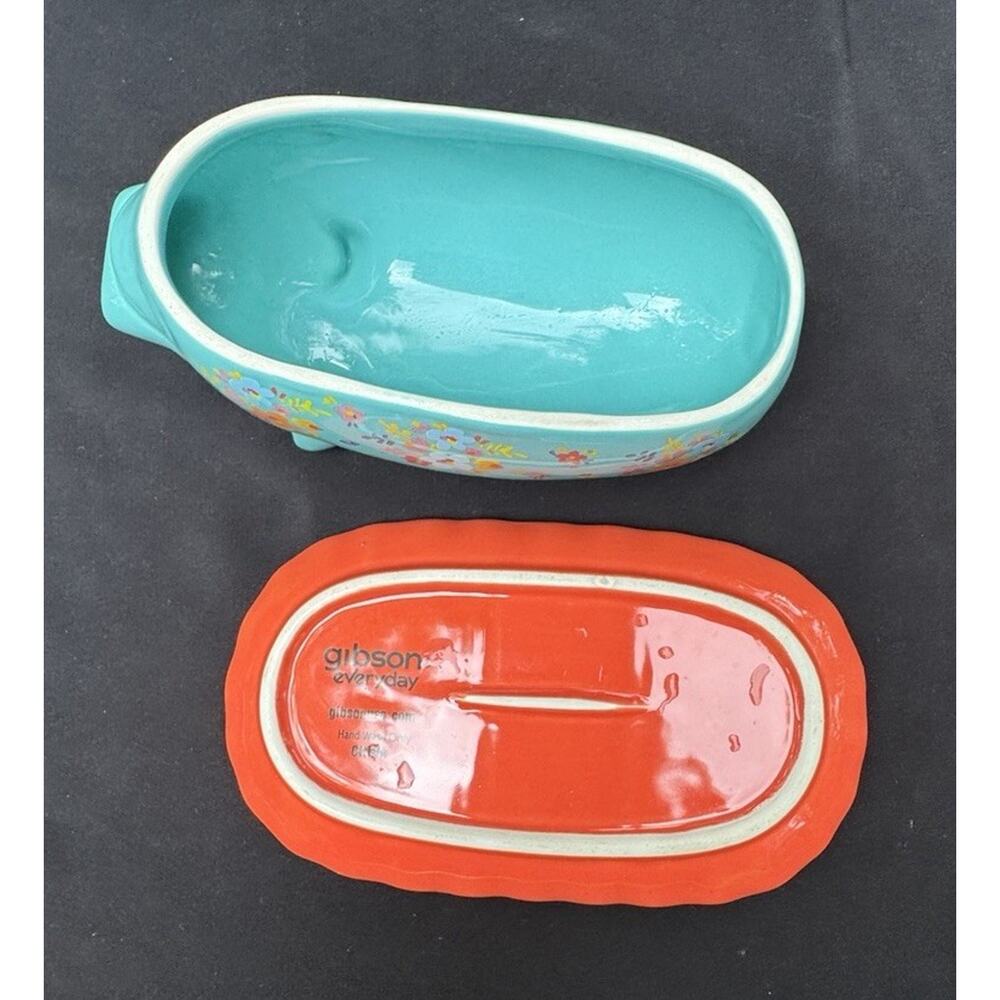 Gibson Ceramic Pig Covered Butter Dish Lid Tray Farmhouse Pioneer Woman EUC A82 - Picture 8 of 9